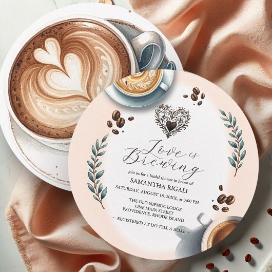Invitation L'amour brasse la Fête des mariées de café ronde