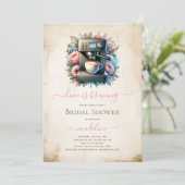 Invitation L'amour brasse la Fête des mariées de machine à ca (Debout devant)