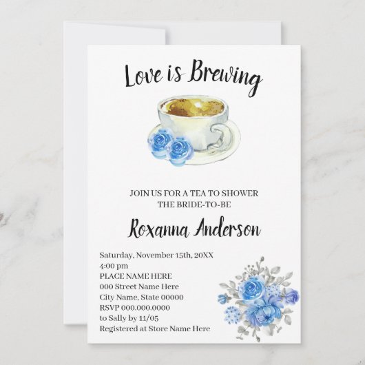 Invitation L'amour brasse la Fête des mariées de thé aux fleu (Devant)