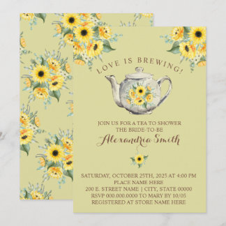 Invitation L'amour brasse la Fête des mariées de thé Fleurs d