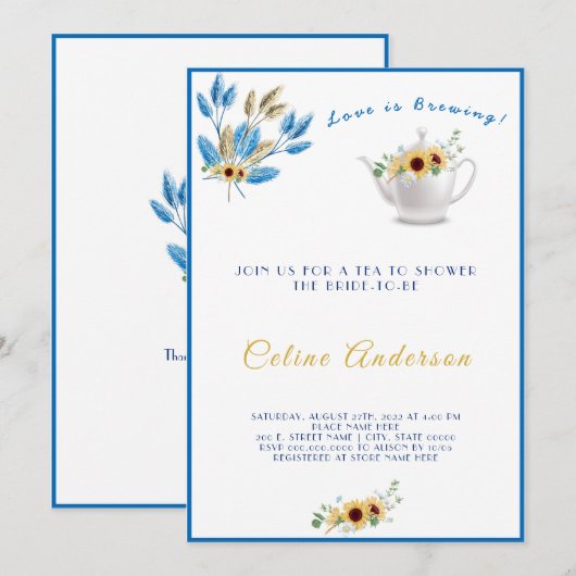 Invitation L'amour brasse la Fête des mariées d'invitation au (Devant / Derrière)