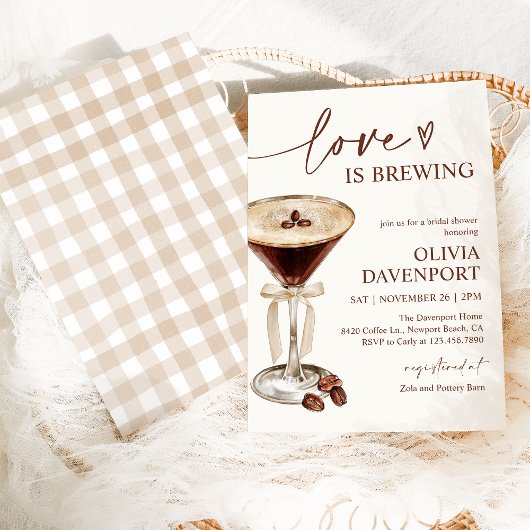 Invitation L'amour brasse la Fête des mariées Espresso Martin