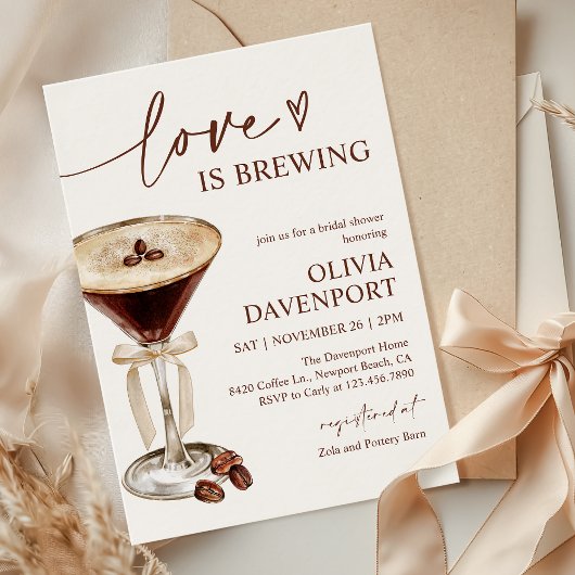 Invitation L'amour brasse la Fête des mariées Espresso Martin