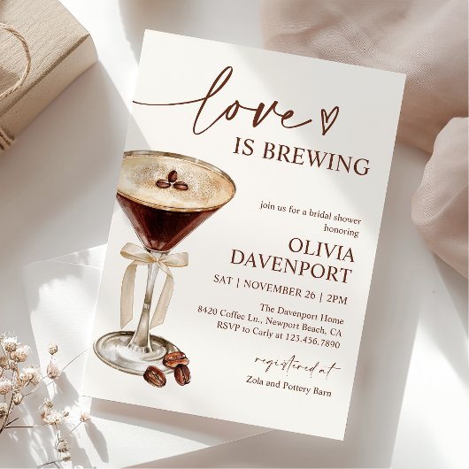 Invitation L'amour brasse la Fête des mariées Espresso Martin