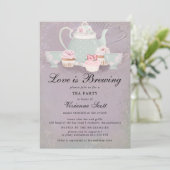 Invitation L'amour brasse la Fête des mariées pourpre Dusty (Debout devant)
