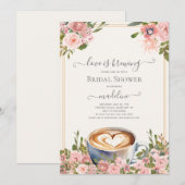 Invitation L'amour brasse la Fête des mariées Rose de café (Devant / Derrière)