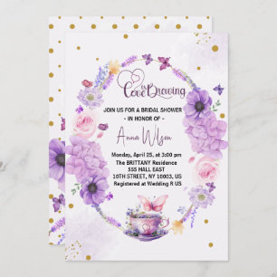 Invitation l'amour brasse lilas Coeur Floral douche nuptiale