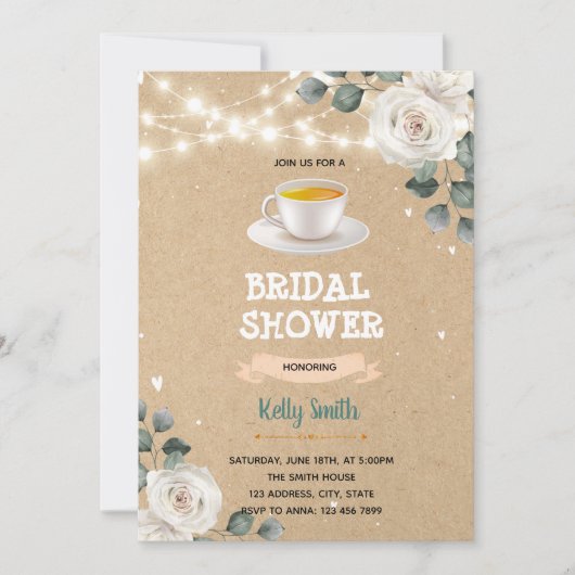Invitation L'amour brasse thé nuptiale douche thème invitatio (Devant)