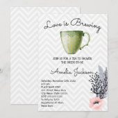 Invitation L'amour brasse une Fête des mariées de thé aux fle (Devant / Derrière)