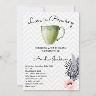 Invitation L'amour brasse une Fête des mariées de thé aux fle