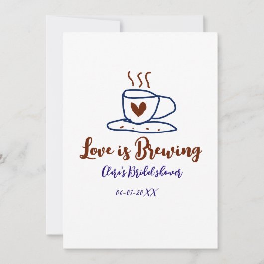 Invitation L'amour brun bleu brun douche nuptiale ajouter nom (Devant)