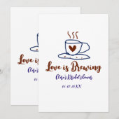 Invitation L'amour brun bleu brun douche nuptiale ajouter nom (Devant / Derrière)