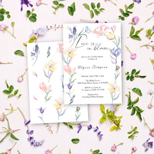 Invitation L'amour dans la Fête des mariées florale en fleurs