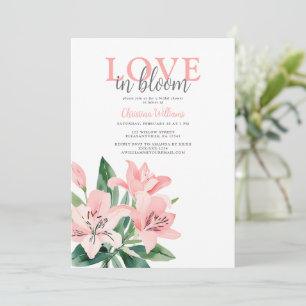 Invitation L'amour dans la Fête des mariées florale rose en f