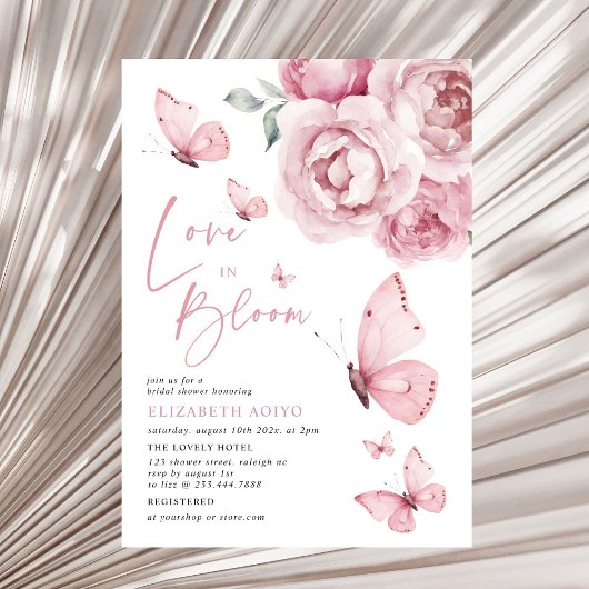 Invitation L'amour dans la Fête des mariées florale rose papi