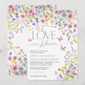 Invitation L'amour dans la Fête des mariées papillon en fleur (Devant / Derrière)