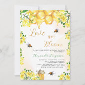 Invitation L'amour dans la floraison fleurie jaune Fête des m (Devant)