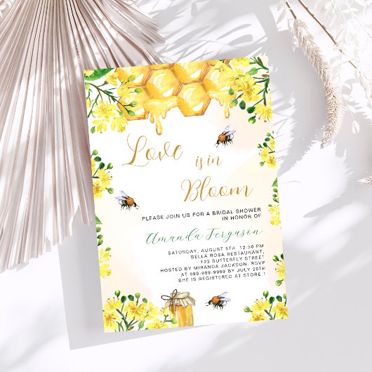 Invitation L'amour dans la floraison fleurie jaune Fête des m