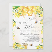 Invitation L'amour dans la floraison fleurie jaune Fête des m (Devant)