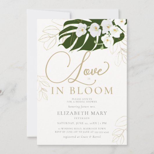 Invitation L'amour dans les Orchidées en fleurs Fête des mari (Devant)