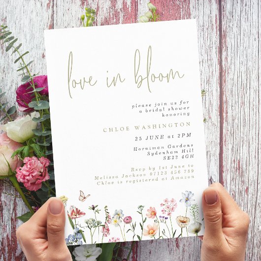 Invitation L'amour en fleur Fête des mariées de fleurs sauvag