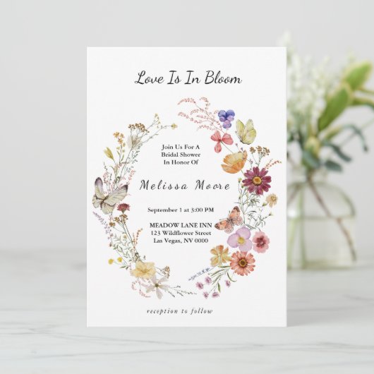 Invitation L'amour en Fleur sauvage en fleurs Fête des mariée (Debout devant)