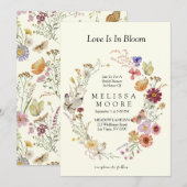 Invitation L'amour en Fleur sauvage en fleurs Fête des mariée (Devant / Derrière)