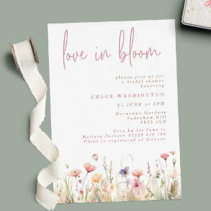 Invitation L'amour en fleurs Fête des mariées rose Fleurs