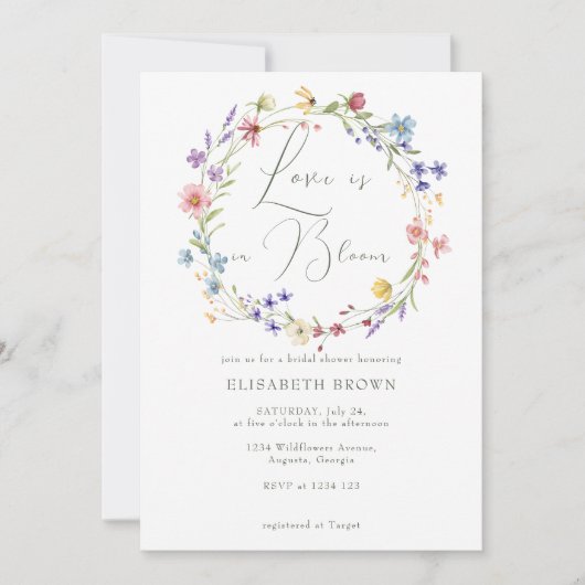 Invitation L'amour en fleurs Fête des mariées verte Fleur sau (Devant)