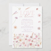 Invitation L'amour en fleurs Fleur sauvage rose Fête des mari (Devant)