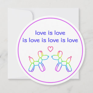 Invitation L'amour est amour Rainbow Balloon Chiens Round Inv