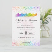 Invitation L'amour est amour Rainbow gay mariage (Debout devant)