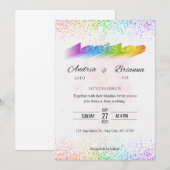 Invitation L'amour est amour Rainbow gay mariage (Devant / Derrière)