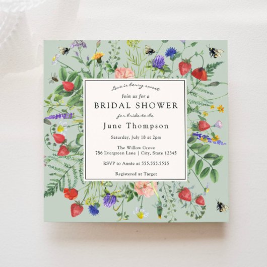 Invitation L'amour est Berry Sweet Fleur sauvage Fête des mar