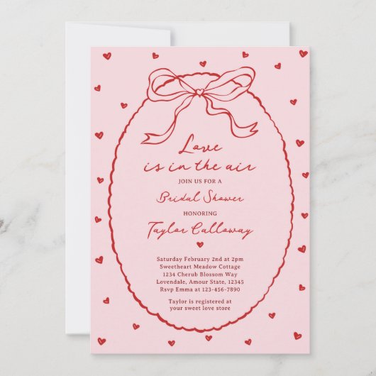 Invitation L'Amour Est Dans La Fête des mariées Air Bow Valen (Devant)