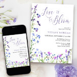 Invitation L'amour est dans la Fête des mariées Fleur sauvage<br><div class="desc">"L'amour est en fleur" .. fleur sauvage invitation de douche nuptiale avec l'aquarelle fleurs sauvages dans les tons lilas, lavande, violet, rose et bleu. Ce design botanique délicat et féminin a une jolie frontière de calligraphie fleur sauvage et élégante. Un dainty floral moderne avec girly, bohème cottage thème jardin. Parcourez...</div>