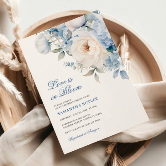 Invitation L'amour est dans la Fête des mariées Fleurs Bleues