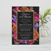 Invitation L'amour est dans la Fête des mariées florale en fl (Debout devant)