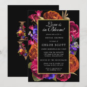 Invitation L'amour est dans la Fête des mariées florale en fl (Devant / Derrière)