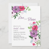 Invitation L'amour est dans la Fête des mariées florale rose (Devant)