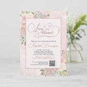 Invitation L'amour est dans la Fête des mariées Florale rose  (Debout devant)