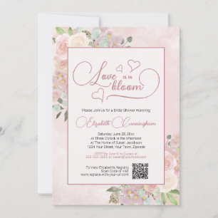 Invitation L'amour est dans la Fête des mariées Florale rose