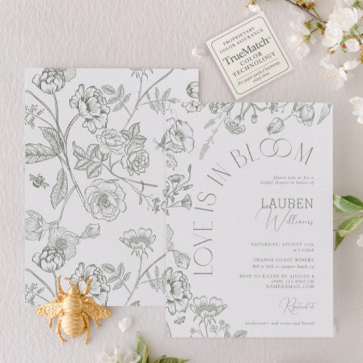 Invitation L'Amour Est Dans La Fête des mariées Florale Verte