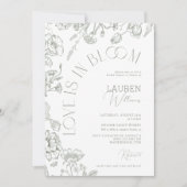 Invitation L'Amour Est Dans La Fête des mariées Florale Verte (Devant)
