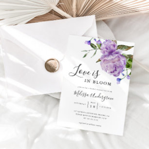 Invitation L'amour est dans la Fête des mariées pourpre en fl