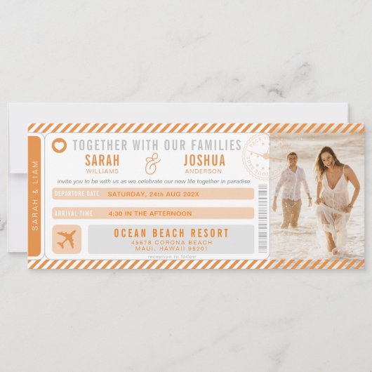 Invitation L'amour est dans l'air Boarding Pass Mariage (Devant)