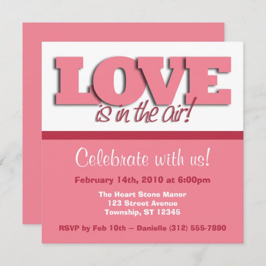 Invitation L'amour est dans l'air ~ Carré Valentine's Day Inv (Devant / Derrière)
