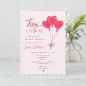 Invitation L'amour est dans l'air Fête de mariage rose et rou (Debout devant)