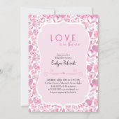 Invitation L'amour est dans l'Air Pink Love Heart Fête des ma (Devant)