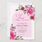 Invitation L'amour est dans l'air rouge et rose nuptiale douc (Devant)